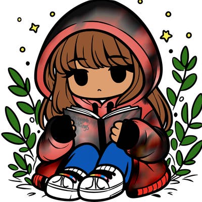 girl in oversized hoodie reading a book