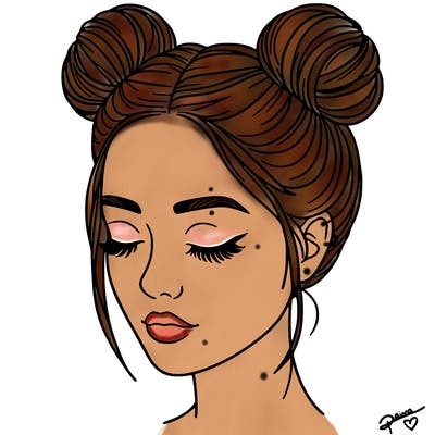 woman with hair buns
