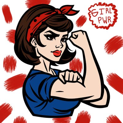 strong woman with a 60s american ad style