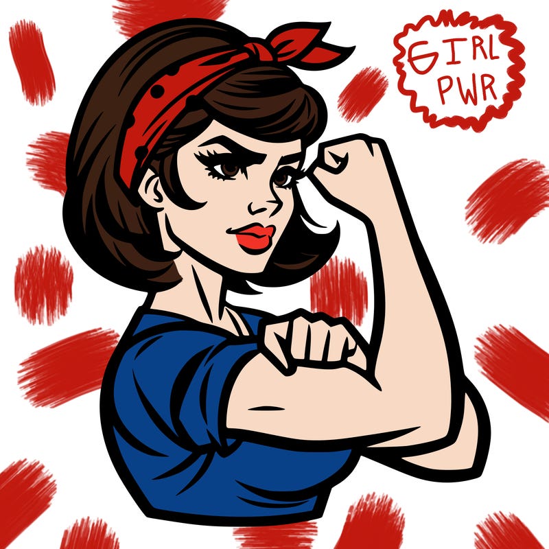 strong woman with a 60s american ad style