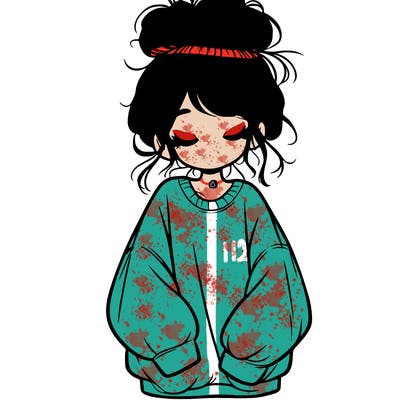 girl with baggy sweatshirt and messy bun