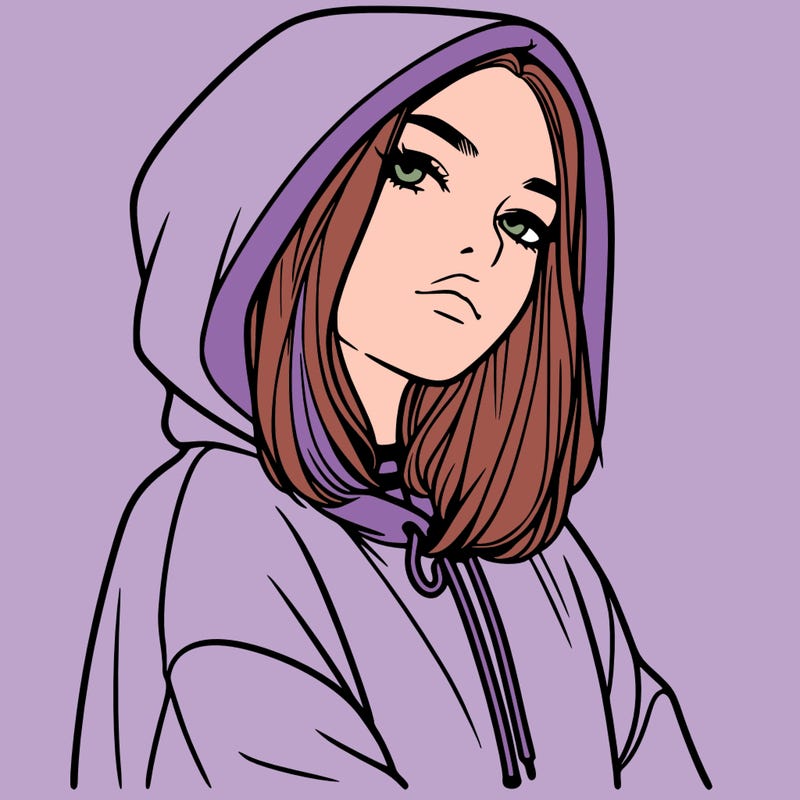 a realistic girl in a hoodie
