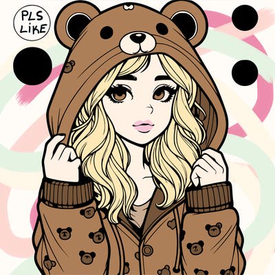 realistic girl in a animal pjs hoodie