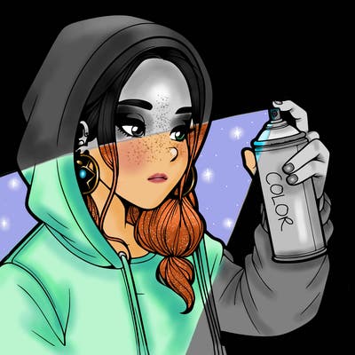 a realistic girl, spray painting