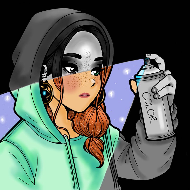 a realistic girl, spray painting