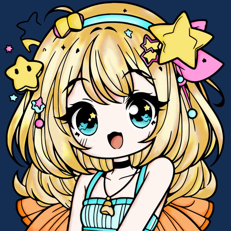 cute anime girl with star accessories