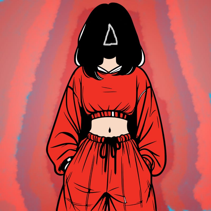 realistic girl faceless with baggy pants and a crop top