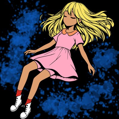 realistic girl floating