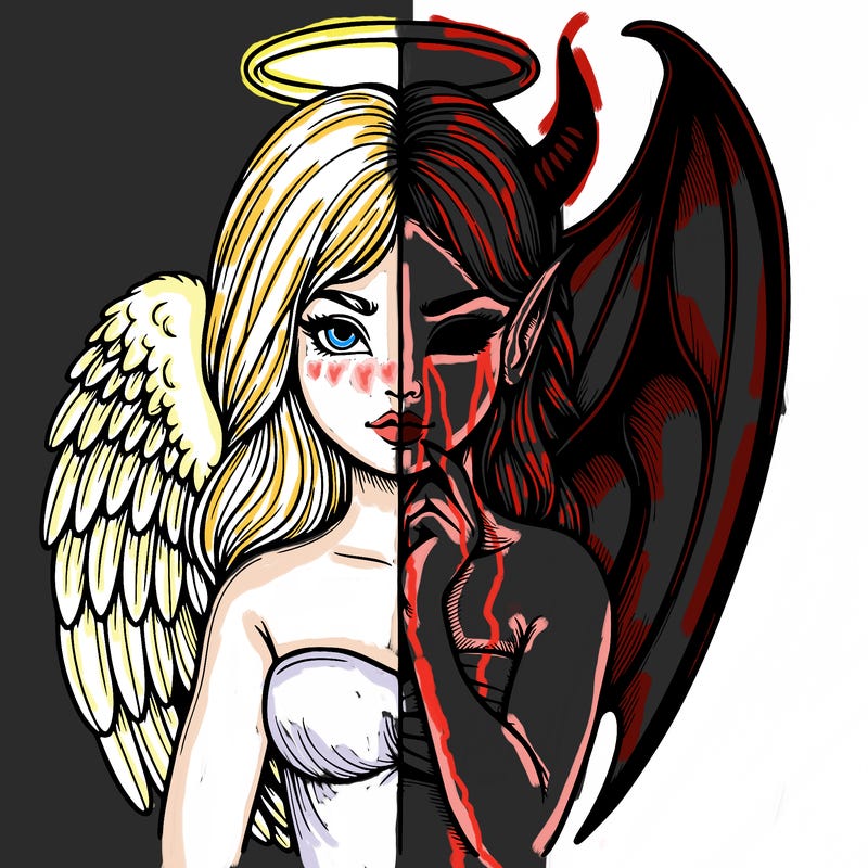 realistic angel half demon