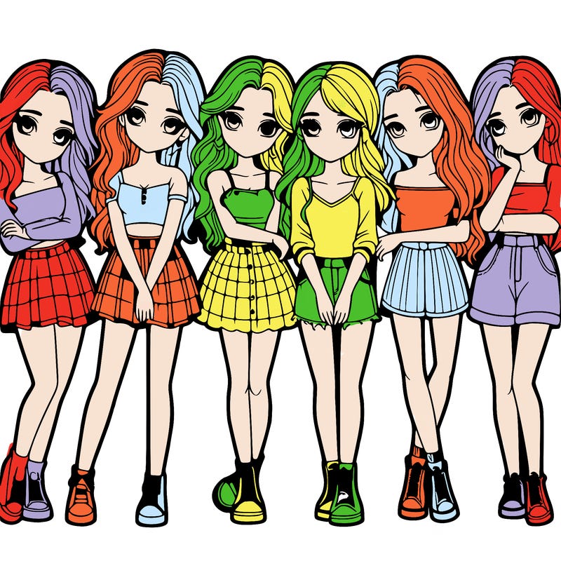 a group of girls realistic