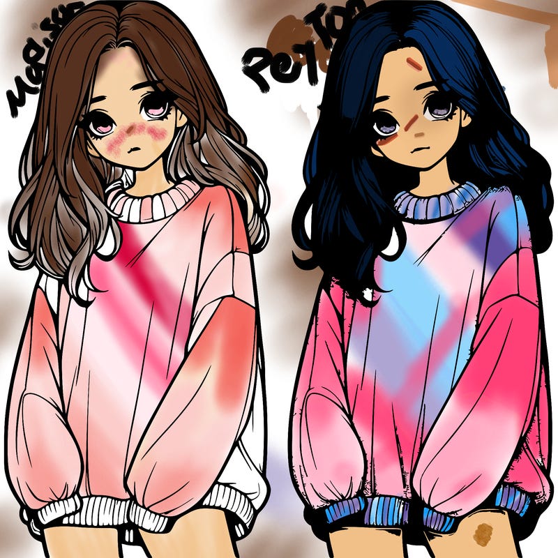 realistic girl with baggy sweater