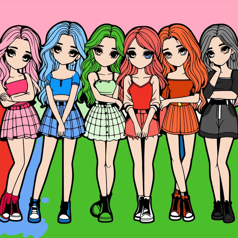 a group of girls realistic