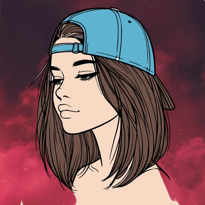realistic  girl with a backwards hat
