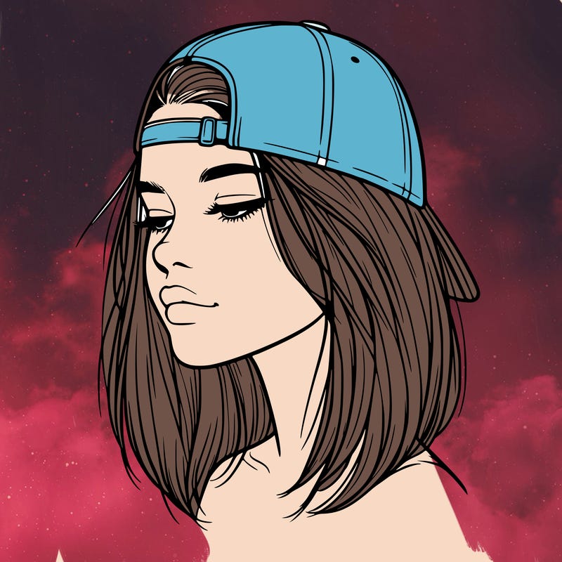 realistic  girl with a backwards hat