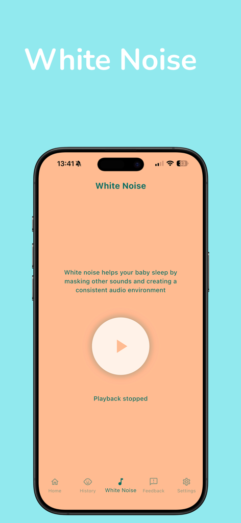 Shhush: AI Baby Cry Analyzer - Shhush app white noise player interface to help babies sleep