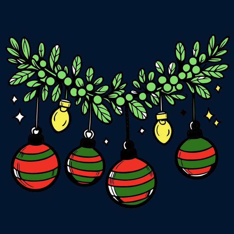 christmas garland with big bulbs