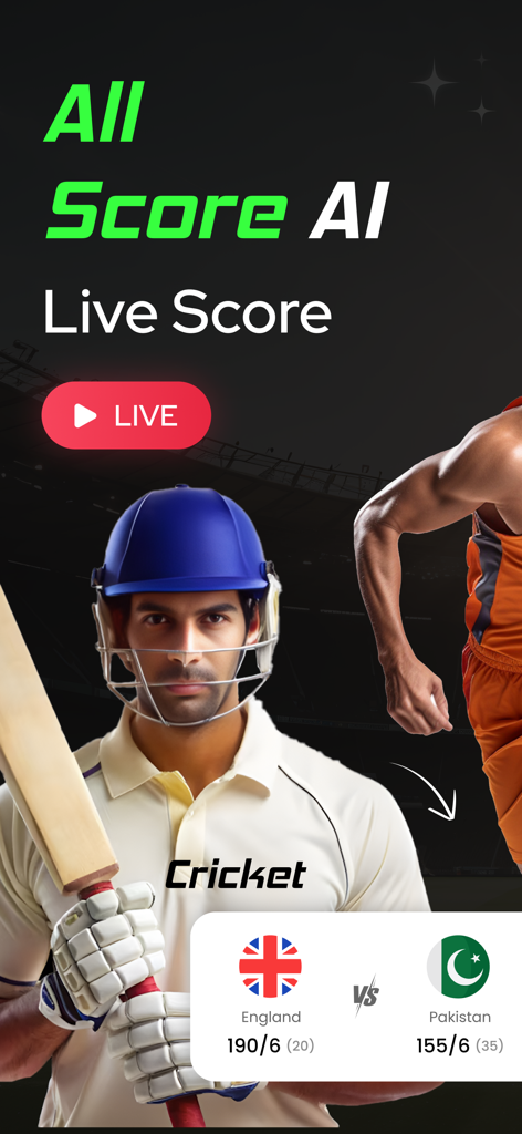 NBA Score, Football Live Score - Cricket live score interface showing England versus Pakistan match results.