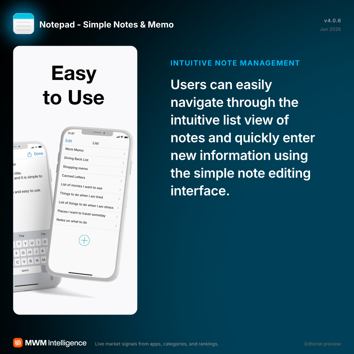 Notepad - Simple Notes & Memo - Business App | MWM