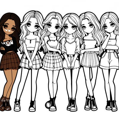 a group of girls realistic