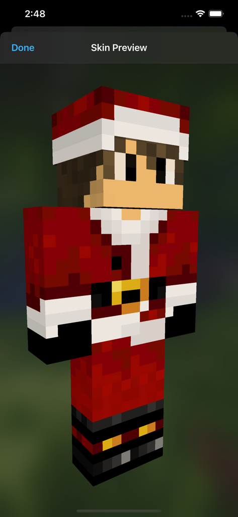 Create Skins for Minecraft PE - Minecraft用のサンタスキンの3Dプレビュー
