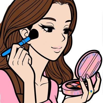 little girl putting on makeup