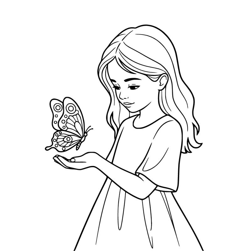 a girl with a butterfly on hand