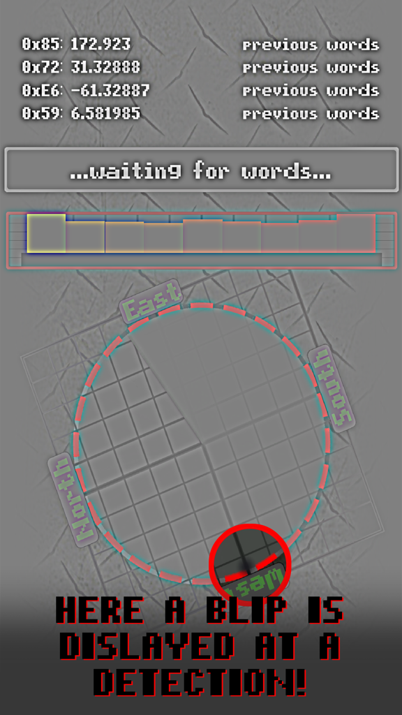 Real Ghost Detector - Interfaccia dell'app Rilevatore di Fantasmi Reale che mostra un radar con un segnale di entità rilevato evidenziato in rosso.