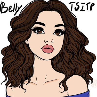 realistic girl with wavy hair and lips