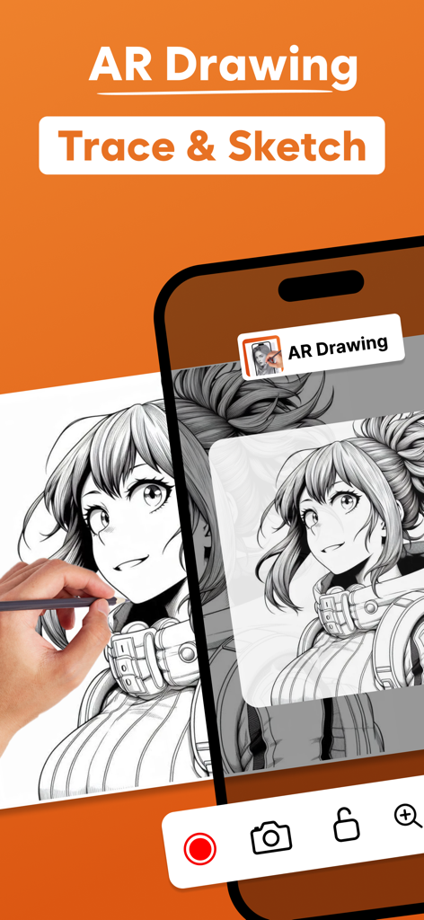 AR Drawing - Trace & Sketch - Hand tracing an anime character from an iPhone screen using the AR Drawing Trace and Sketch app