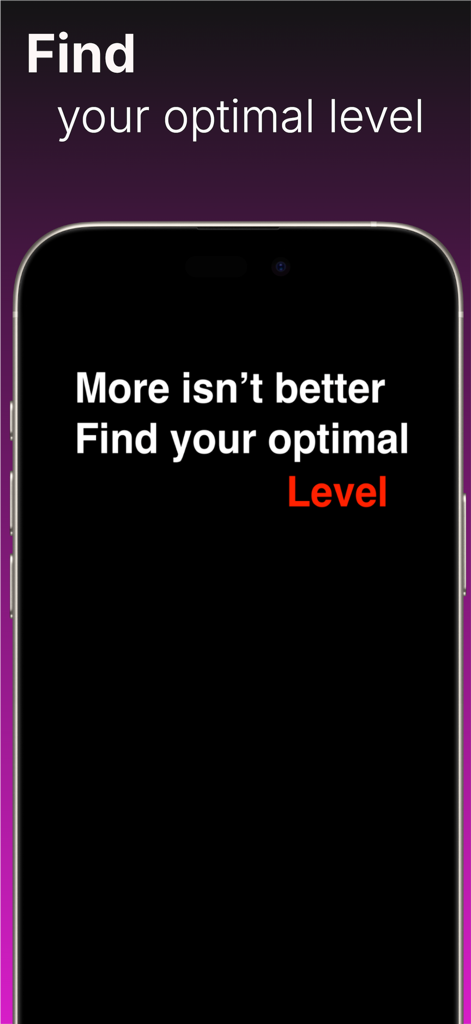 AndroTrack: Gym & Testosterone - Smartphone screen with the message Find your optimal level for hormone tracking