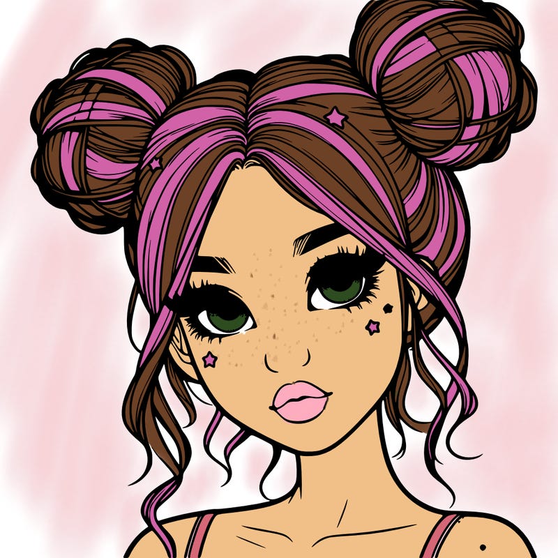 realistic girl with space buns