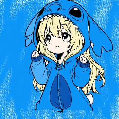 anime girl in a stitch onsie