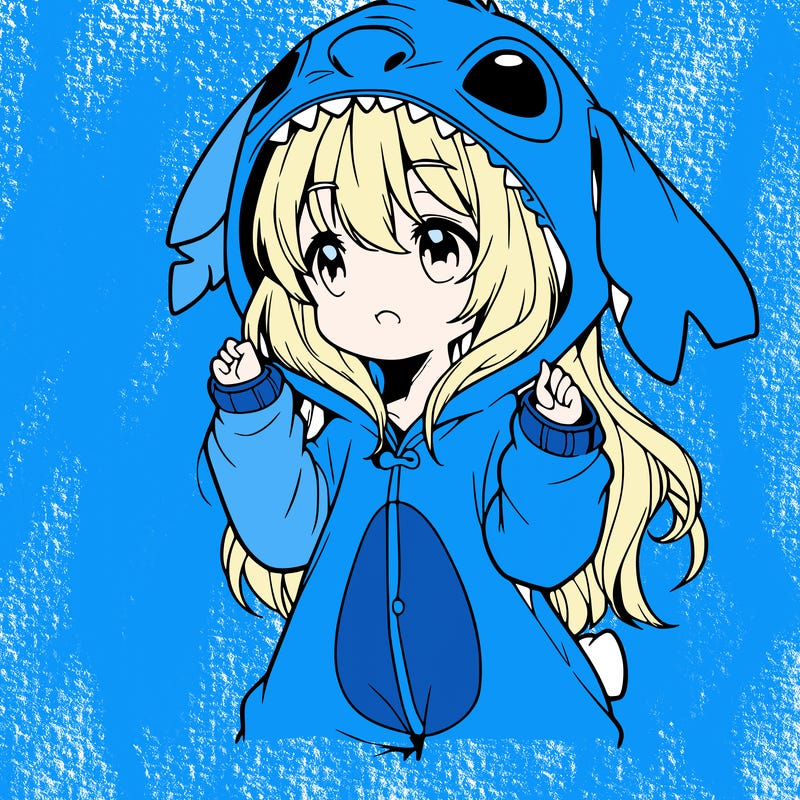 anime girl in a stitch onsie