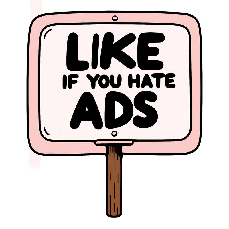 a sign that says like if you hate ads