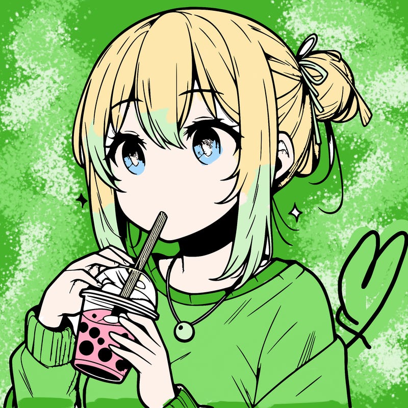 manga character drinking boba