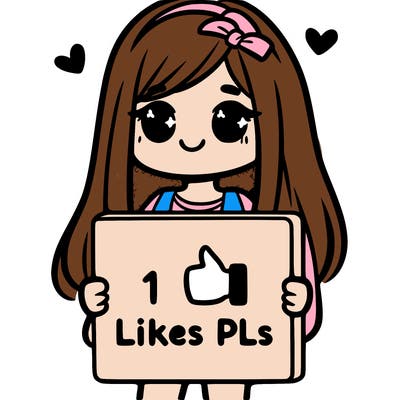 girl holding a sign saying 10 likes pls