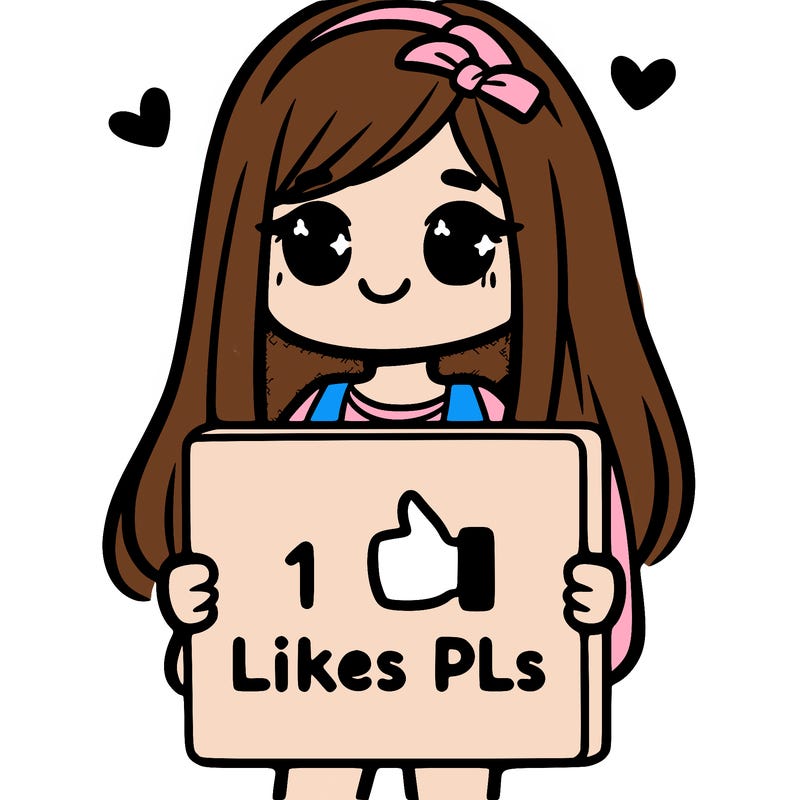 girl holding a sign saying 10 likes pls