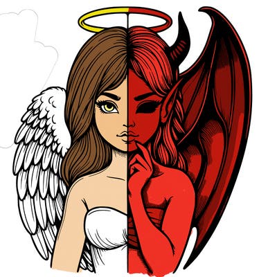 realistic angel half demon