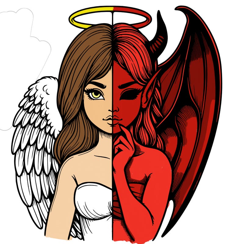 realistic angel half demon