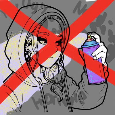 a realistic girl, spray painting