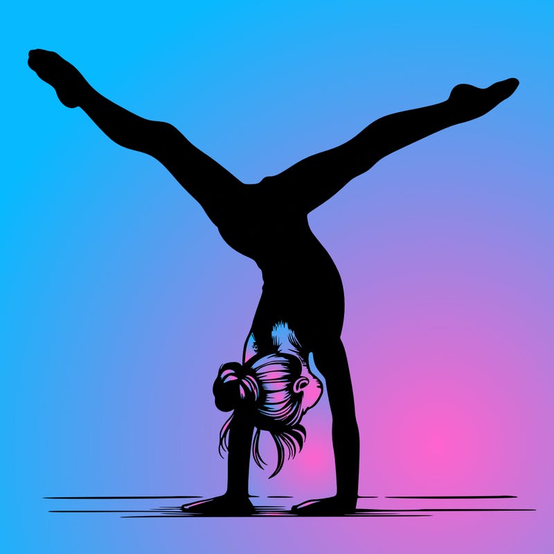 realistic gymnastic hand stand girl in four splits