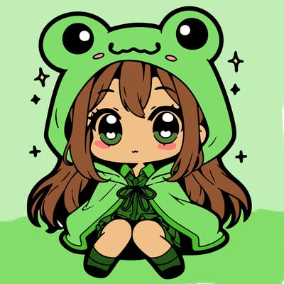chibi girl with frog hoodie