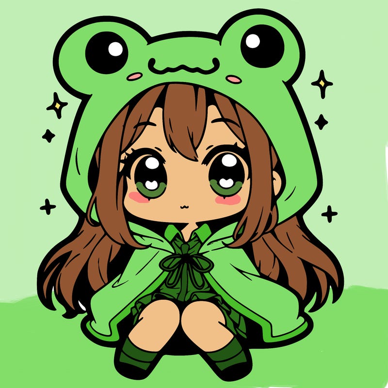 chibi girl with frog hoodie