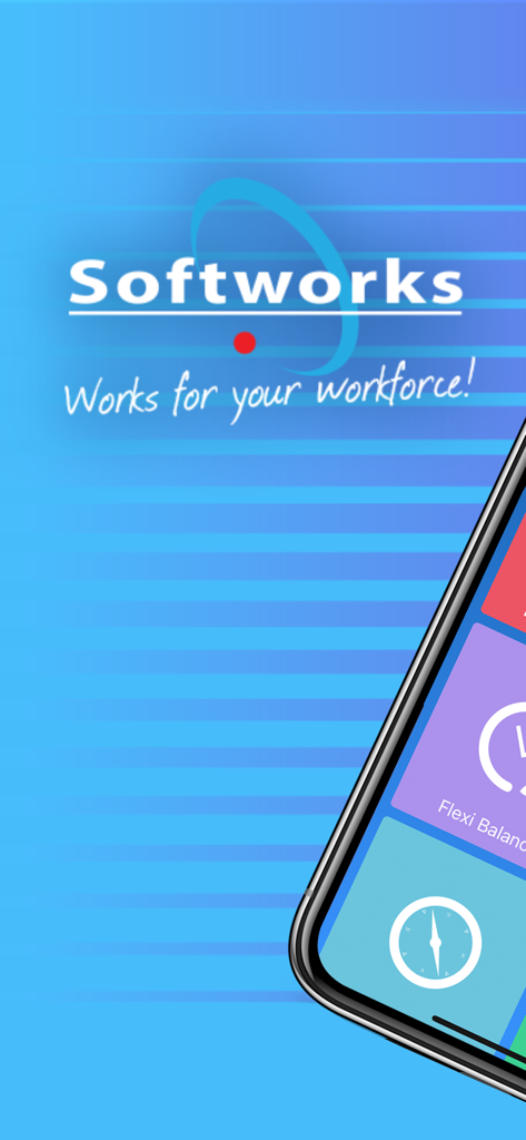 Softworks Self Service App - Softworks Self Service App logo and workforce tagline on a blue background