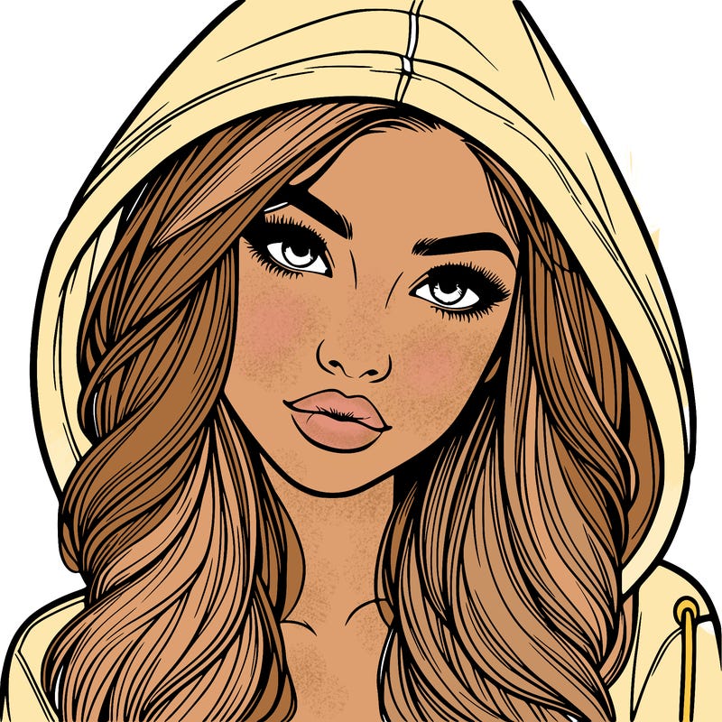 realistic beautiful girl with a hood on