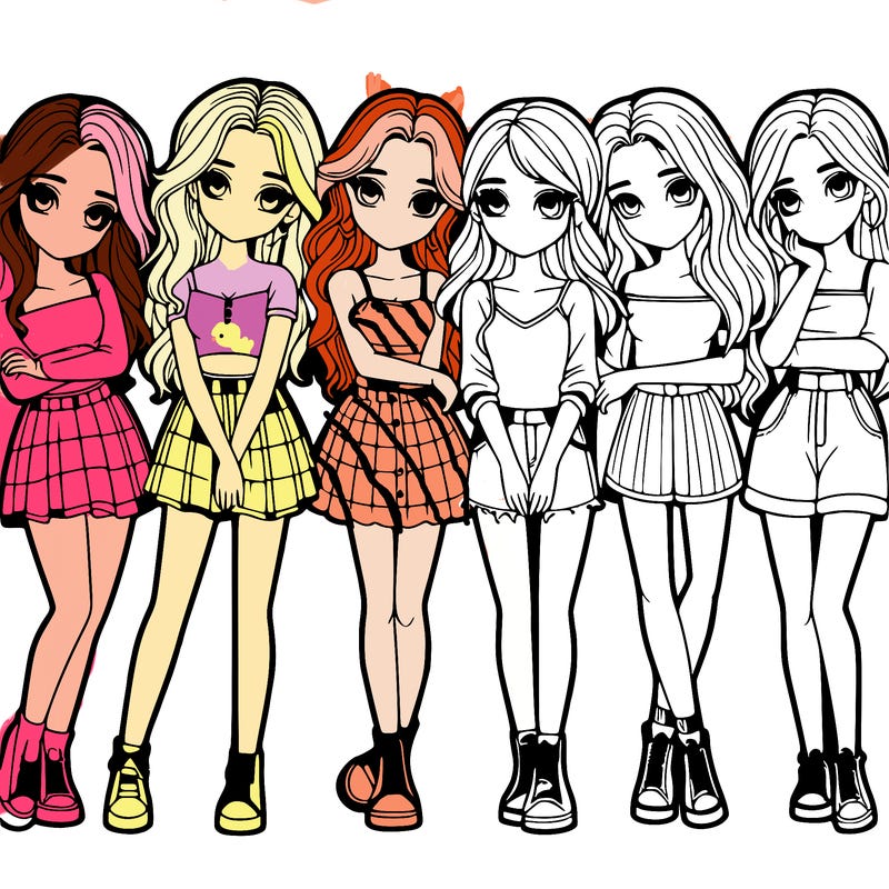 a group of girls realistic