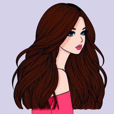 realistic girl with long realistic hair