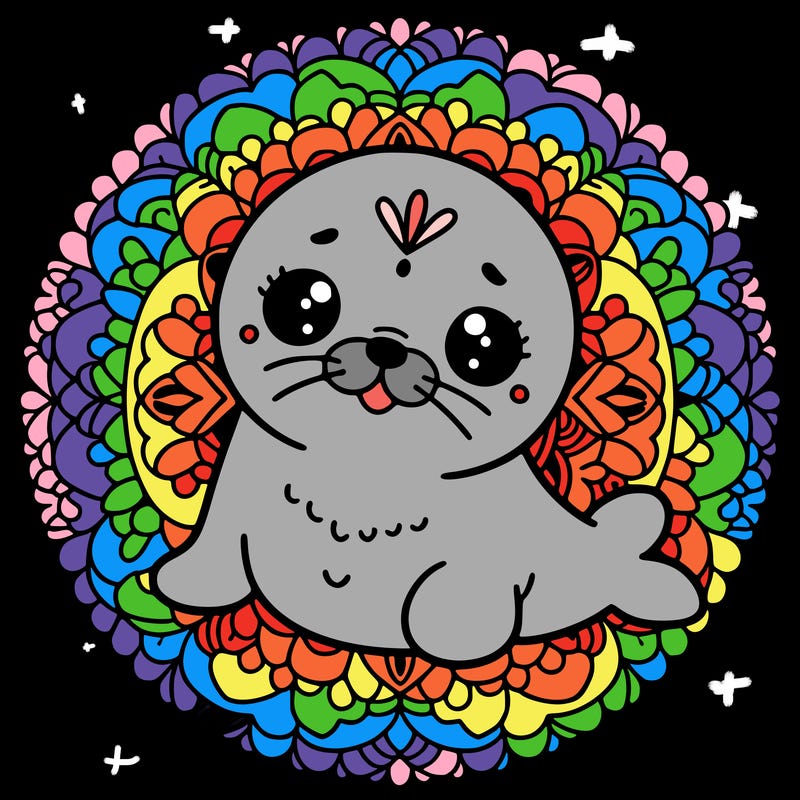 a cute baby seal mandala