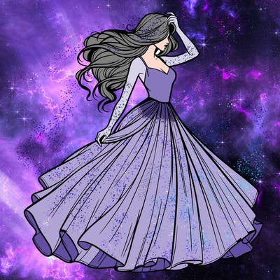 realistic woman with dress flowing in the wind