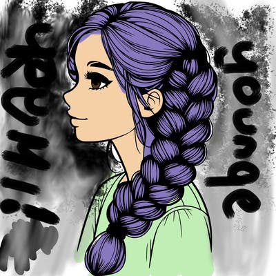 realistic girl with a big french braid